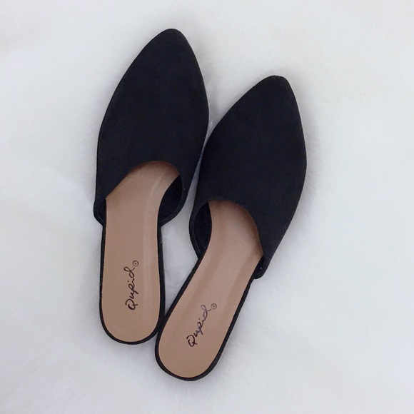 Faux Suede Black Open Heel Mule - Picture 4 of 12